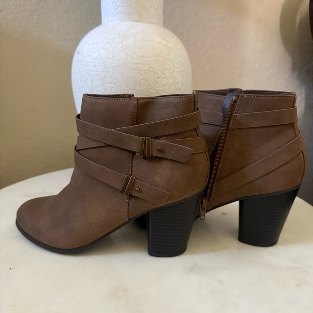 Charlotte Russe Brown Ankle Booties with Buckle Details